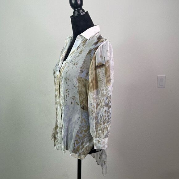 Elie Tahari Women’s Silk Semi Sheer Button Up Blouse Size XS - Picture 6 of 12